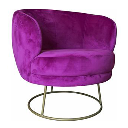 Fauteuil Xelena velvet purple half round brass Iron