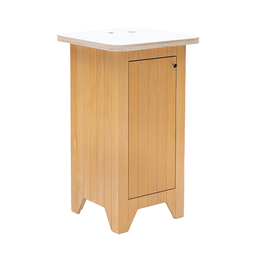 Flex tafel naturel met wit vierkant blad inclusief opbergruimte (basiselement)