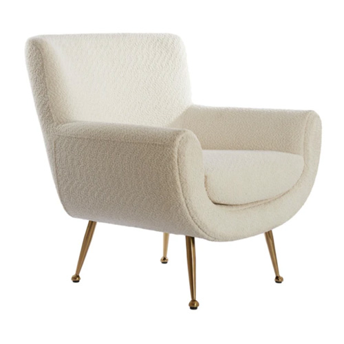 Fauteuil bouclé wit / goud