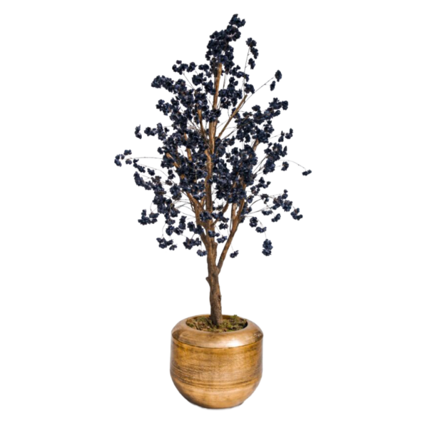 Zwarte bloesemboom in gouden pot