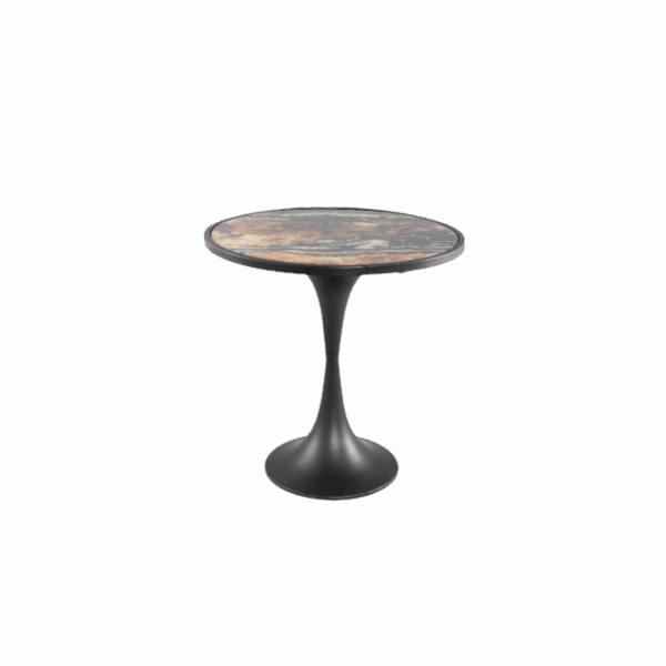 Laiko Brown metal smooth sidetable marble print
