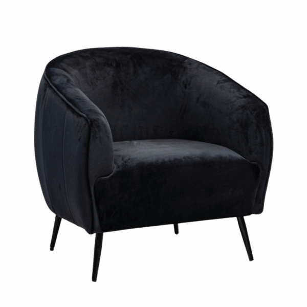 Fauteuil Vinn velvet black with black legs