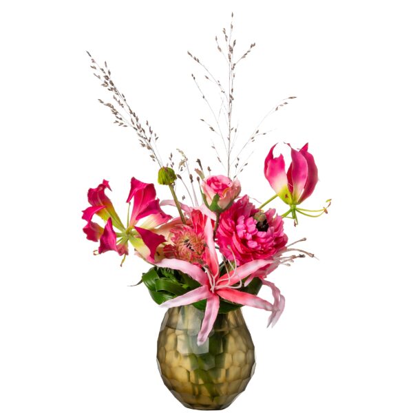 Bombyxx bolvaasje met luxe roze zijden bloemen
