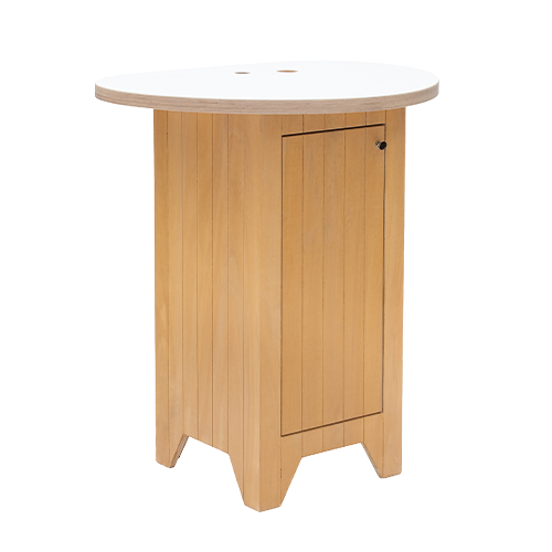Flex tafel naturel met wit organisch blad inclusief opbergruimte (basiselement)
