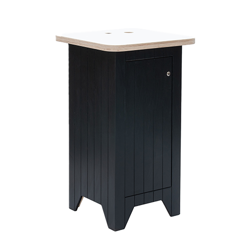 Flex tafel zwart met vierkant wit blad inclusief opbergruimte (basiselement)